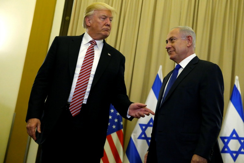 El presidente Donald Trump y el primer ministro Benjamin Netanyahu antes de iniciar la conferencia conjunta.