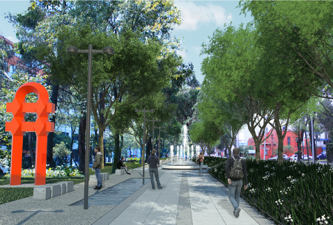 El proyecto de parque lineal en la zona del desnivel Mixcoac-Insurgentes fue presentado por el secretario de Obras y Servicios capitalino, Édgar Tungü