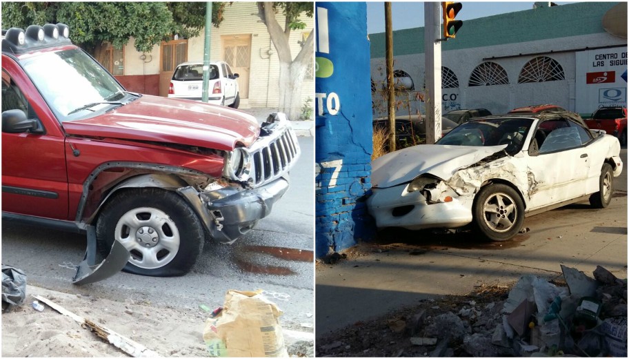 Una carambola de 3 vehículos en Torreón, dejó solo daños materiales.