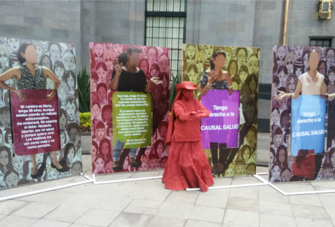 Integrantes de la Red por los Derechos Sexuales y Reproductivos (Ddeser) se manifestaron frente a la Secretaría de Salud federal.