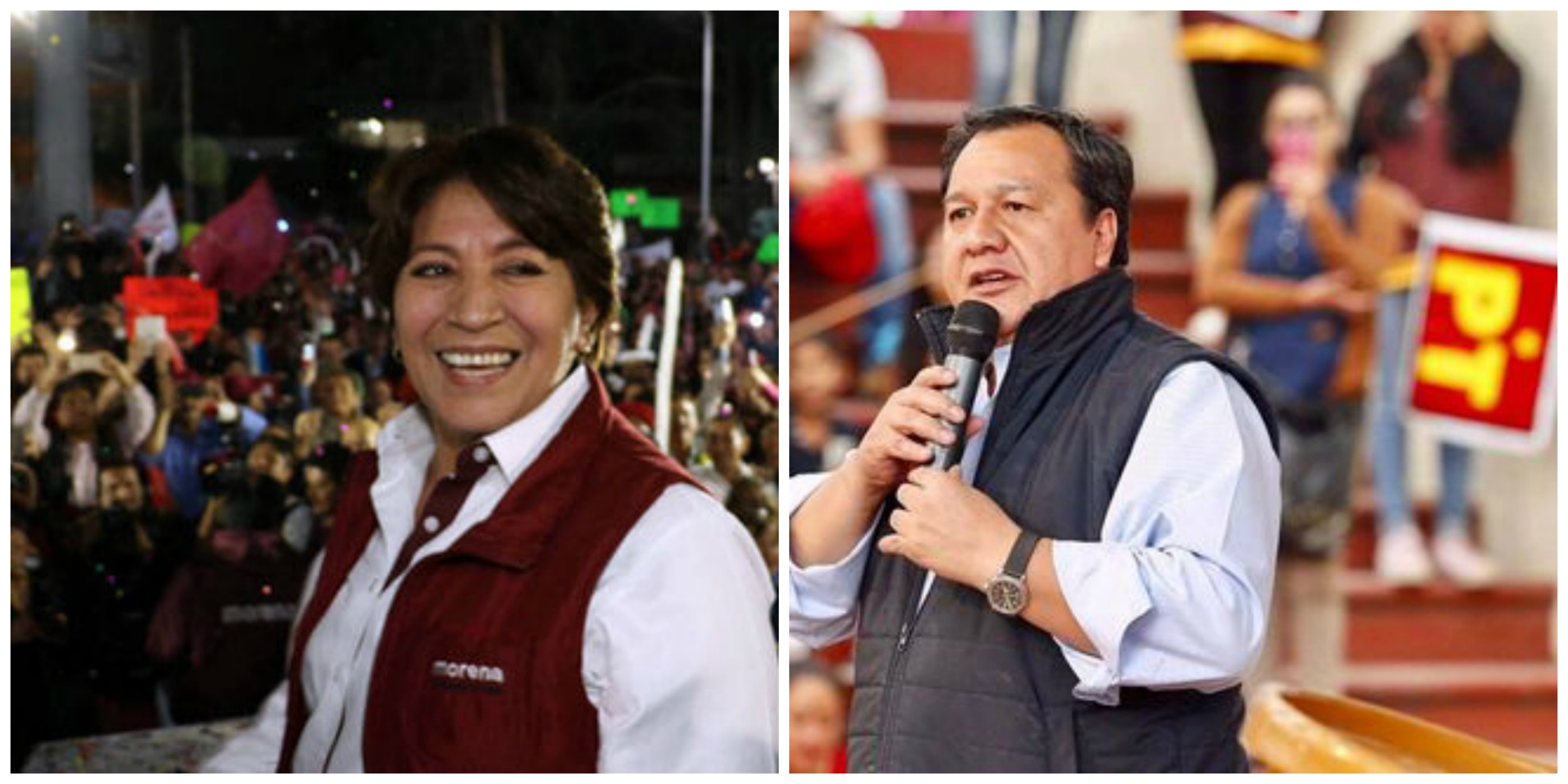 La candidata de Morena, Delfina Gómez, y el del PT, Óscar González. 
