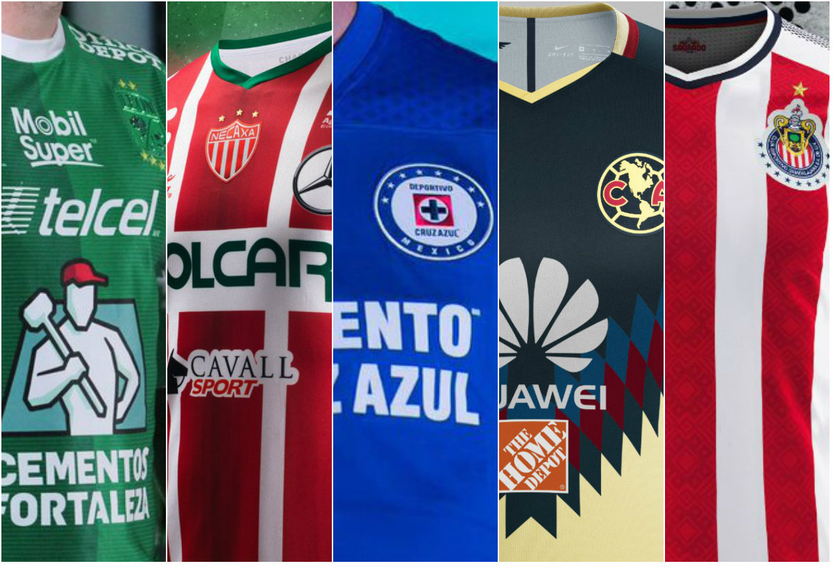 Uniformes: León, Necaxa, Cruz Azul, América y Chivas