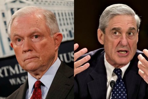 El secretario de Justicia, Jeff Sessions, y el investigador independiente Robert Mueller.