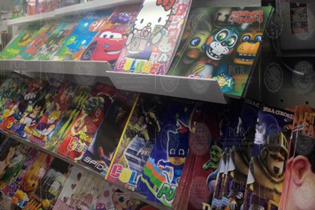 Entre los objetos asegurados se encontraban cuadernos para colorear, lapiceras y peluches de personajes infantiles.