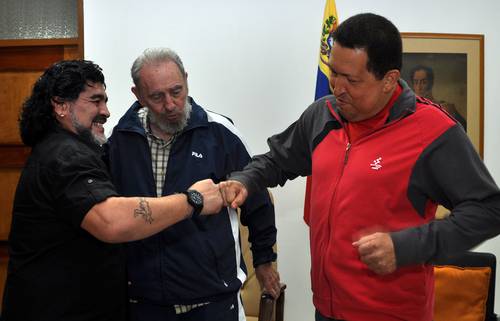 Diego Maradona, Fidel Castro y Hugo Chávez