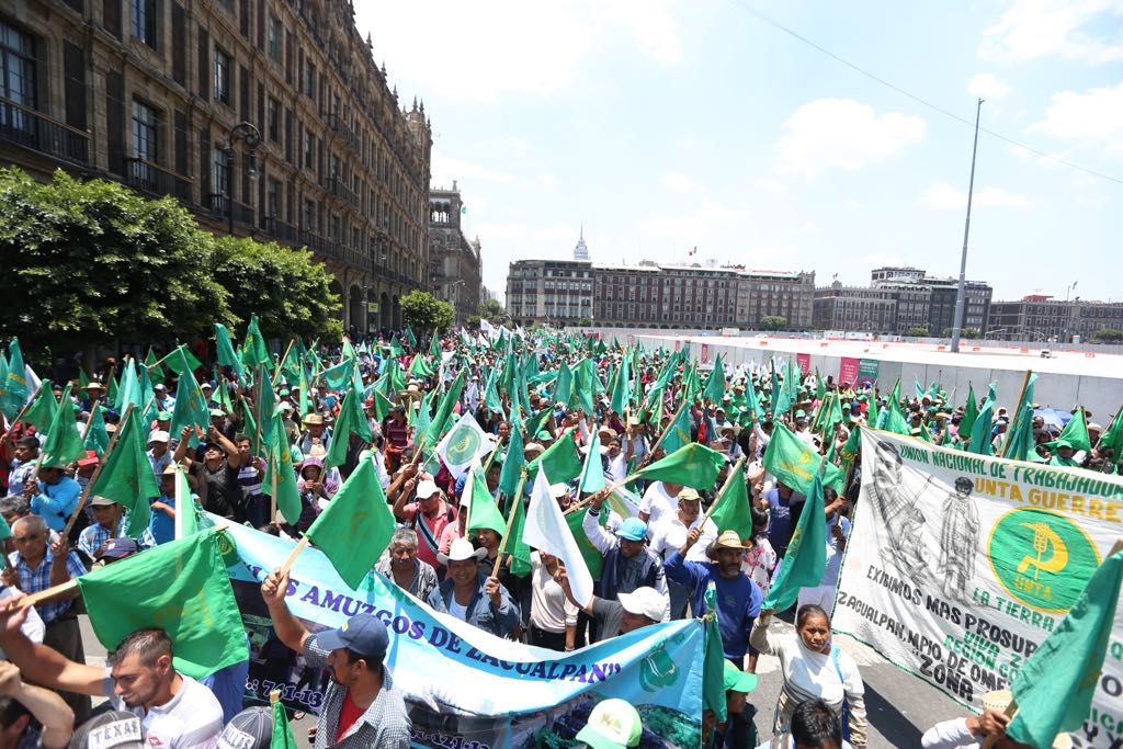 Los campesinos recorren las inmediaciones del Zócalo.
