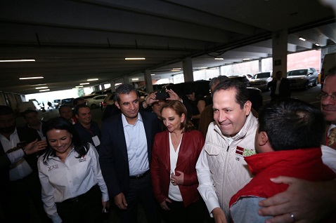 Del Moral, Ochoa Reza, Ruiz Massieu y Ávila Villegas, en su llegada. 