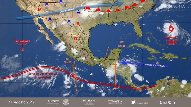 Continuarán las lluvias en gran parte del país.