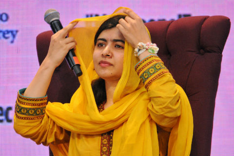 Malala durante la conferencia que ofreció en el Tec de Monterrey Campus Santa Fe. 