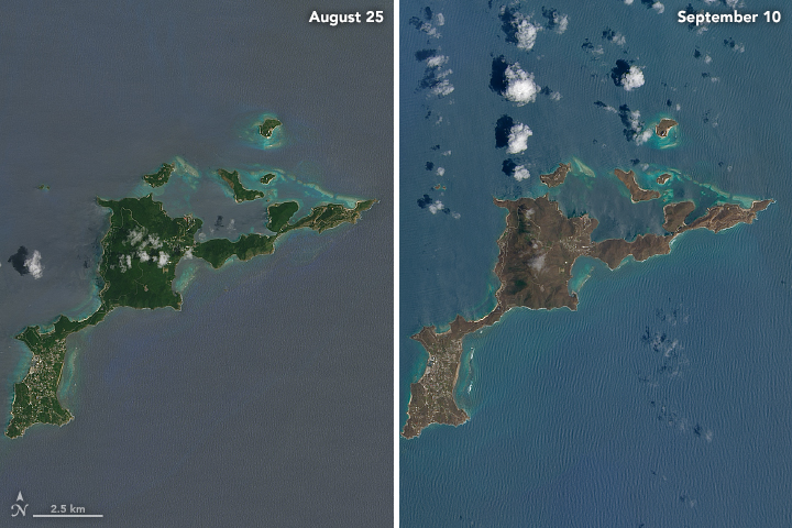 Una de las imágenes de la NASA que muestran el paso de Irma por las islas del caribe. 