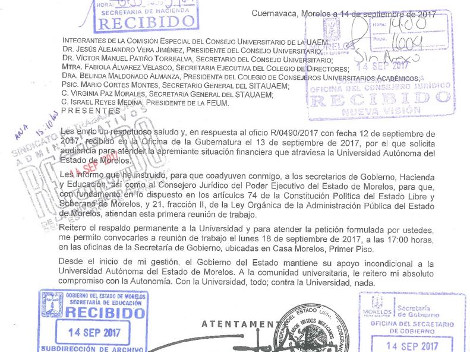 La Comisión Especial del Consejo Universitario de la UAEM solicitó una reunión con el gobierno de Graco Ramírez.