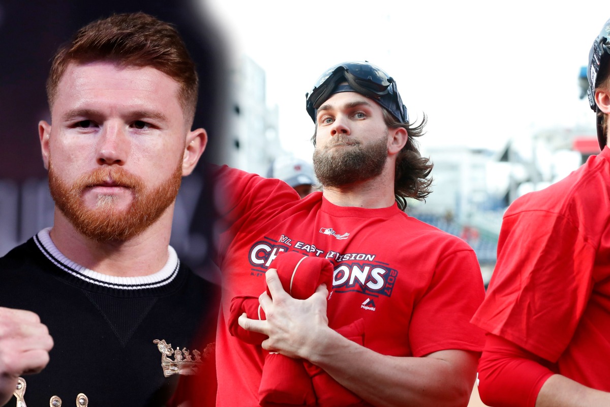 Saúl 'Canelo' Álvarez y Bryce Harper de los Nacionales de Washington