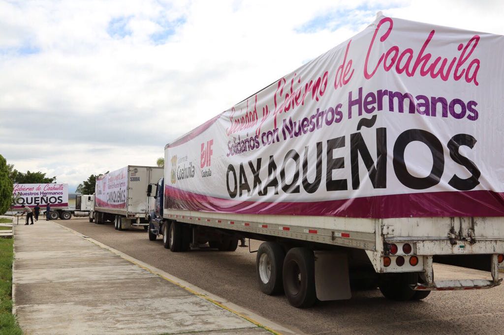 70 toneladas de víveres donados por los coahuilenses ya llegó a Oaxaca. 
