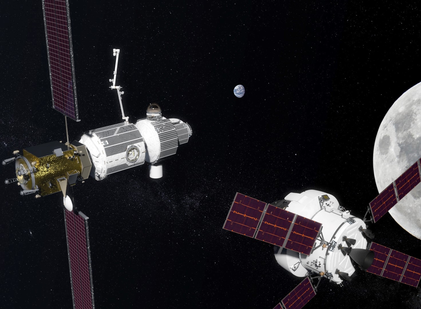 Así sería la estación del programa Deep Space Gateway. 