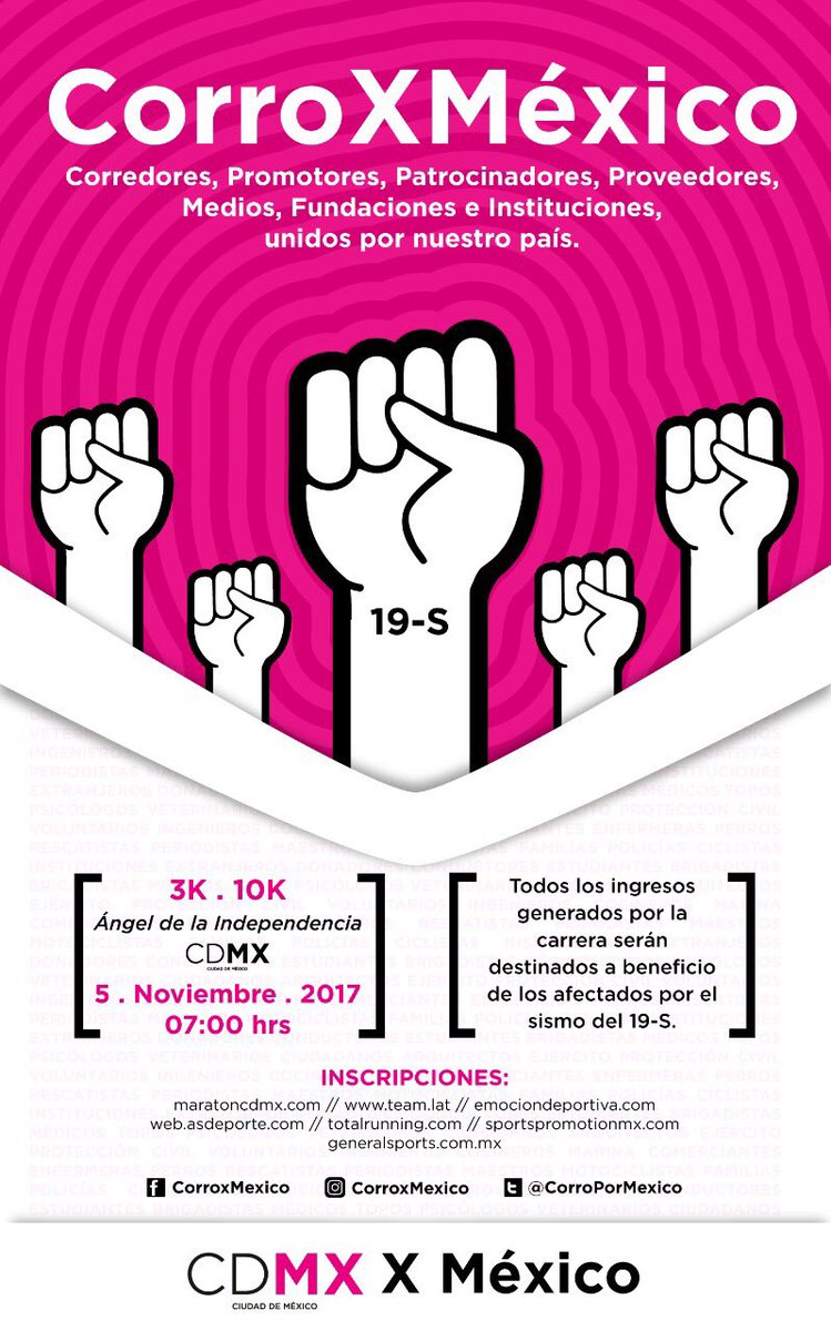 Carrera 'CorroXMéxico' a beneficio de afectados por los sismos 