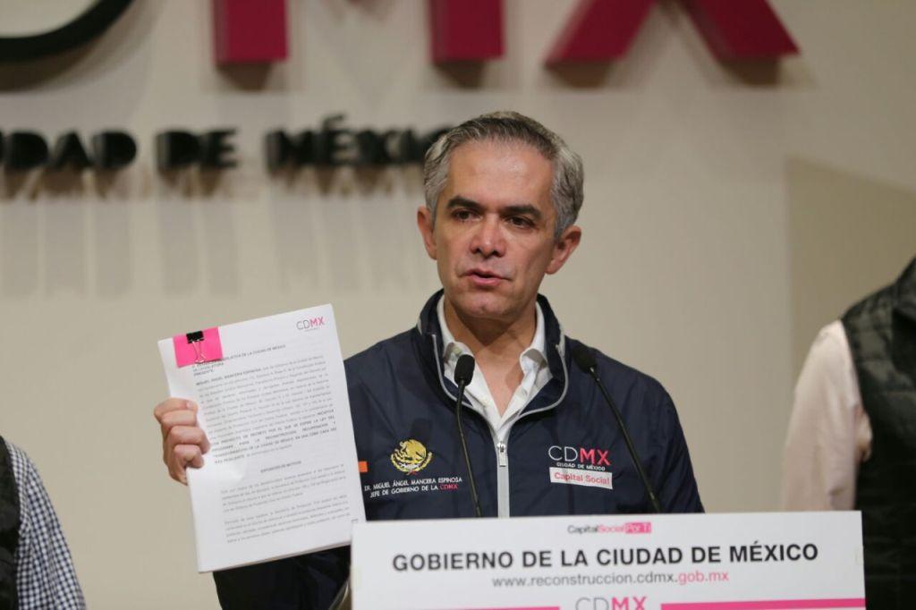 Mancera informó que hoy enviará a la Asamblea Legislativa la Ley de Reconstrucción de la Ciudad de México. 