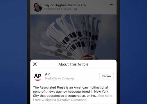 Facebook desplegará información sobre el medio que publicó una historia o nota. 
