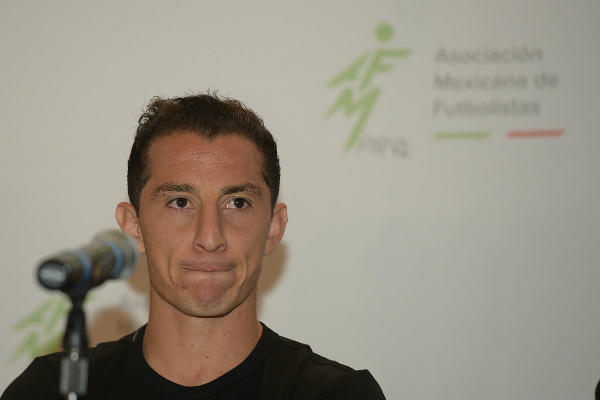 Andrés Guardado durante la presentación de la Asociación Mexicana de Futbolistas