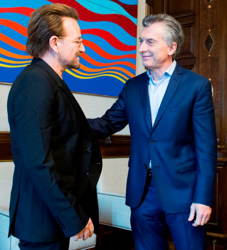 No es la primera vez que se reúnen Bono y Macri, ya habían mantenido un encuentro informal en septiembre de 2016 durante la apertura de la Clinton Glo