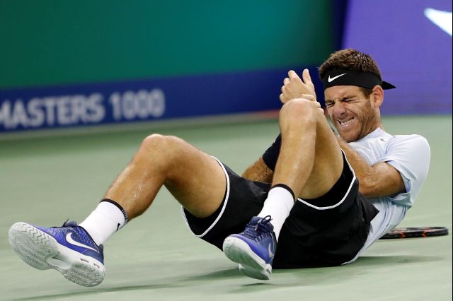 Juan Martín del Potro al momento de sentir molestias en la muñeca