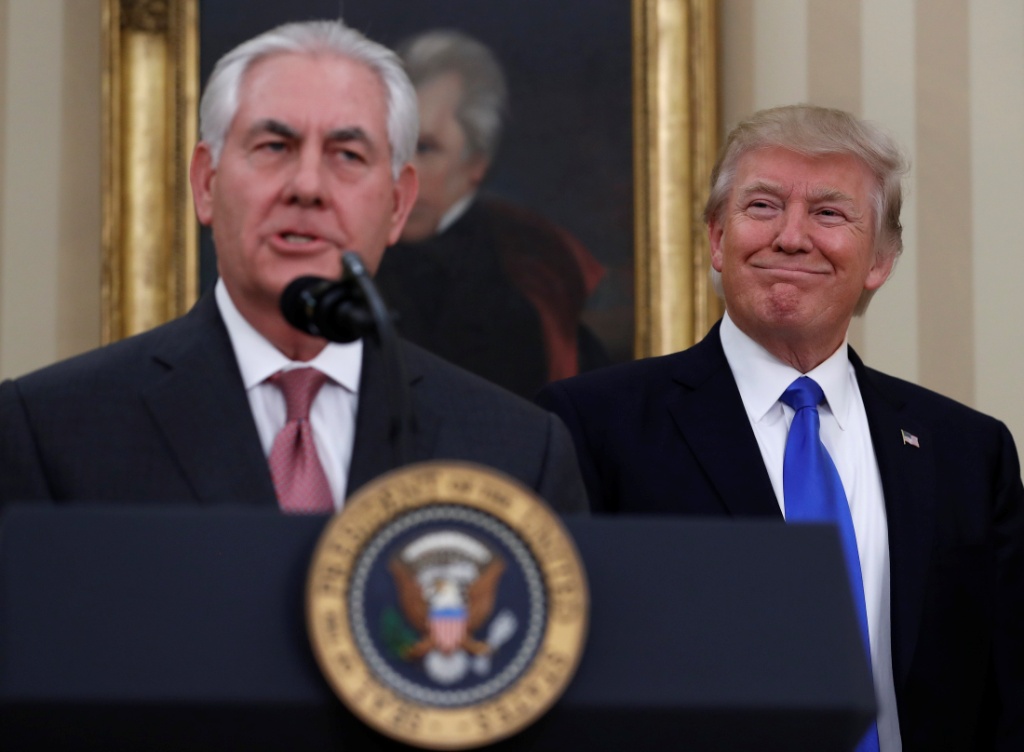 El secretario de Estado de EU, Rex Tillerson, y el presidente Donald Trump. 