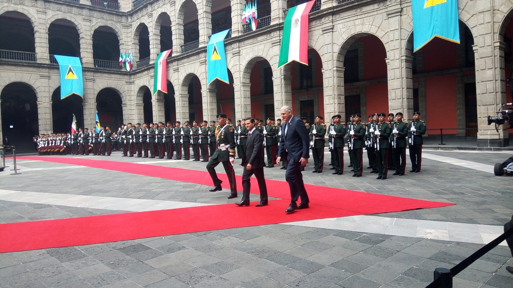 La ceremonia de recepción fue en el Patio Central del Palacio Nacional.