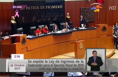 El debate en el Senado de la Ley de Ingresos 2018.