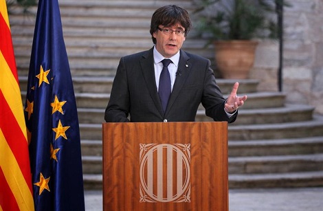 Carles Puigdemont ofreció hoy un mensaje televisivo.