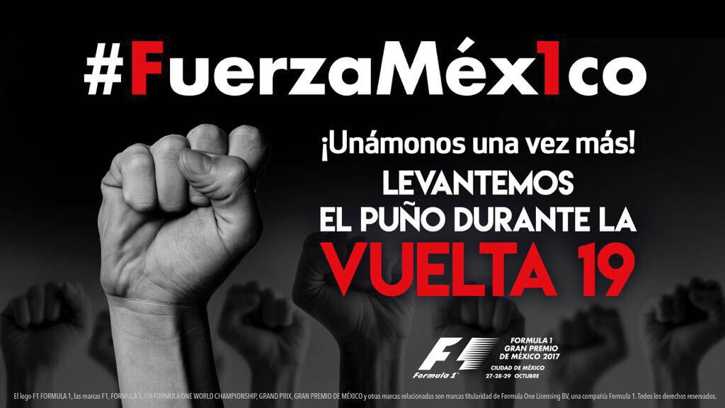 Convocatoria para levantar el puño en la vuelta 19 del GP de México