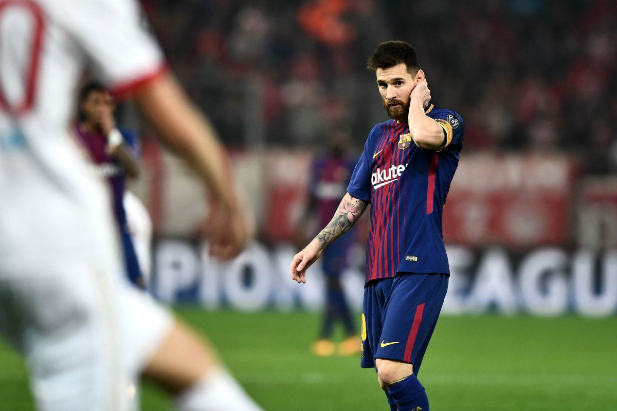 Lionel Messi en el empate del Barcelona vs. Olympiacos