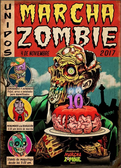 El cartel del décimo aniversario de la Marcha Zombie.