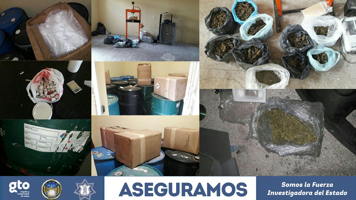 Equipo de químicos que fue asegurado en el cateo. 