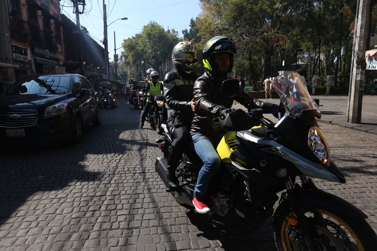 El escuadrón partió desde Coyoacán a la explanada del centro de Xochimilco.