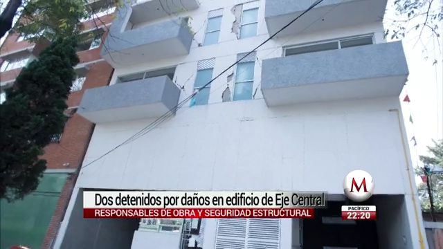 Dos detenidos por daños en edificio de Eje Central 