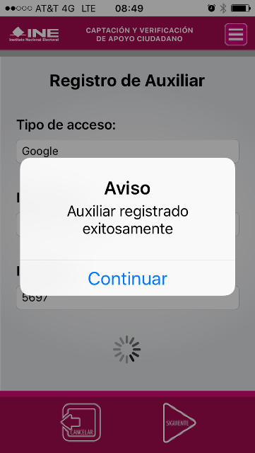 Auxiliar registrado exitosamente. 