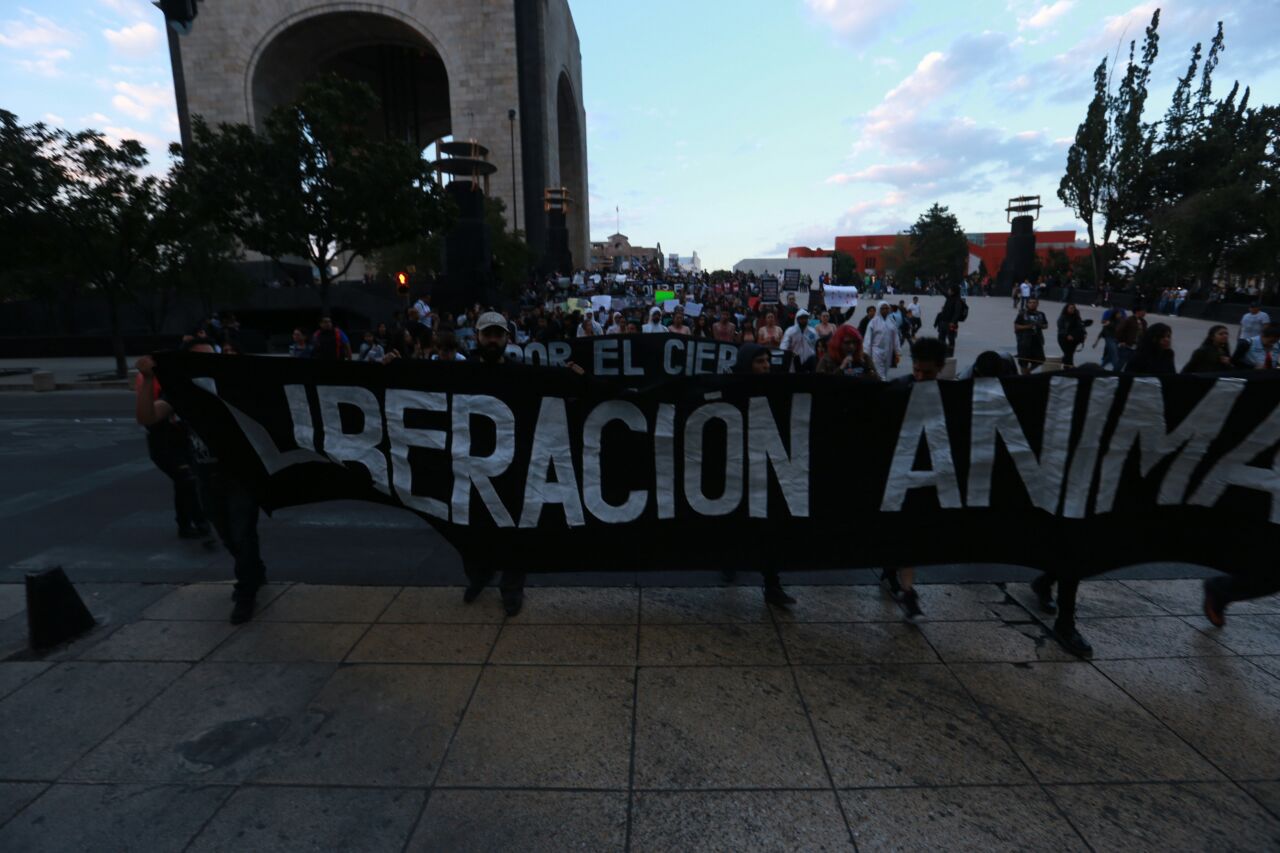 El contingente se concentró en el Monumento a la Revolución.