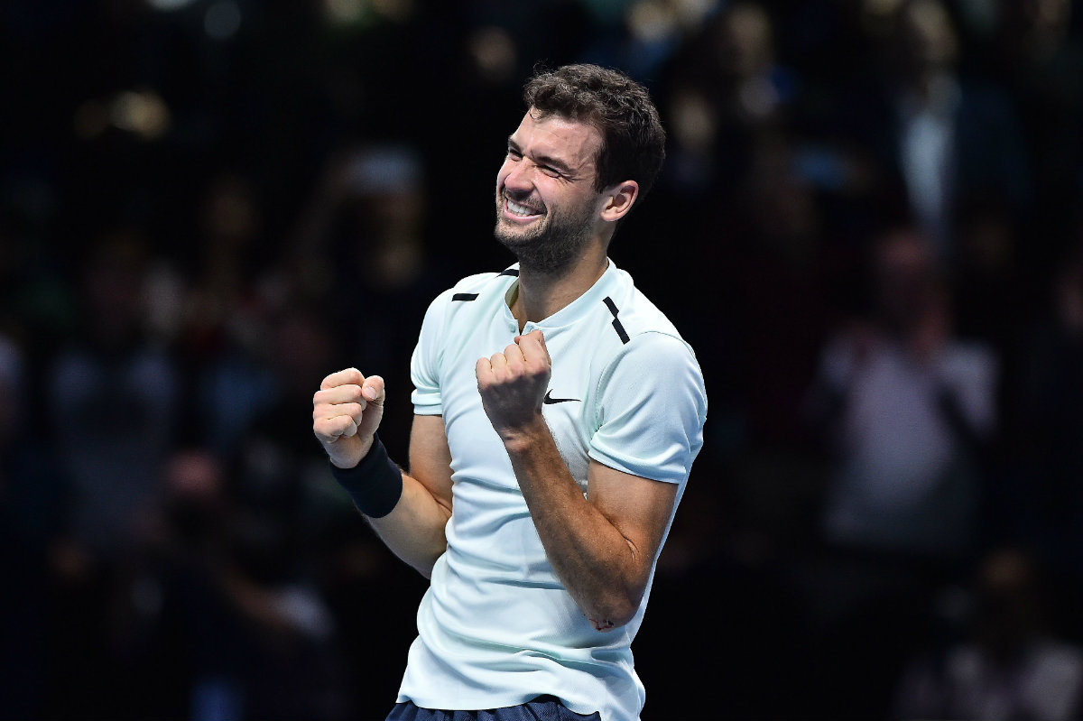 Grigor Dimitrov en festejo tras coronarse en el Masters en Londres