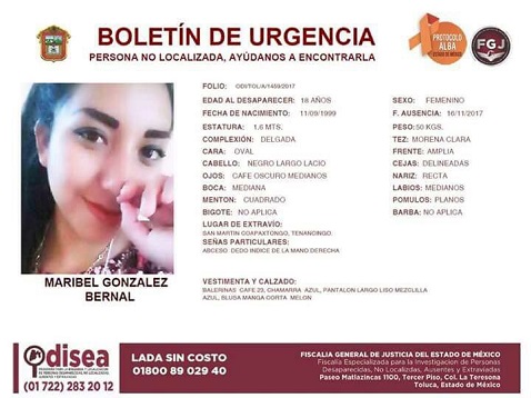 Se reportó como desaparecida. 