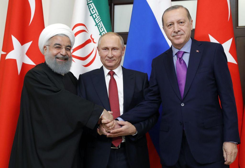 Los presidentes de Irán, Hassan Rohani; Rusia, Vladimir Putin, y Turquía Recep Tayyip Erdogan.