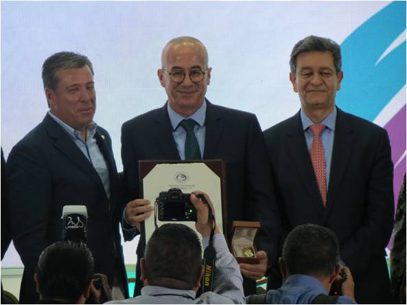 Durante la entrega de medallas. 