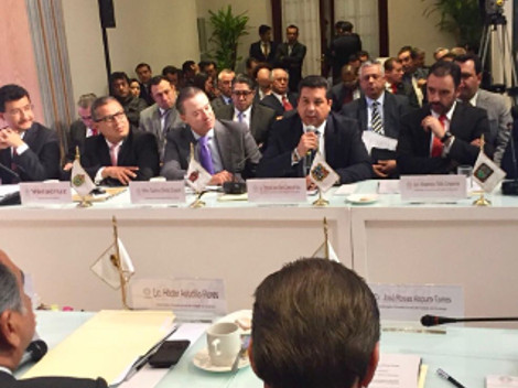 El gobernador de Tamaulipas, Francisco García Cabeza de Vaca durante su participación en la reunión de la Comisión de Seguridad de la Conago.