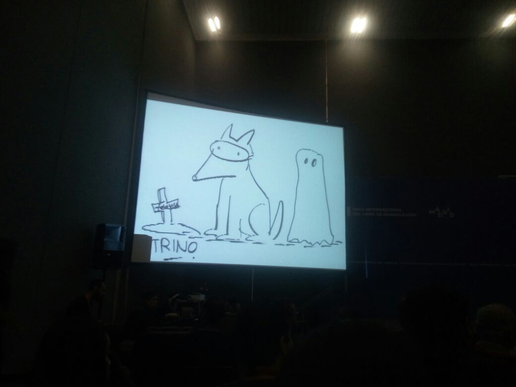 Trino se dio a la tarea de dibujar a la perrita Frida. 