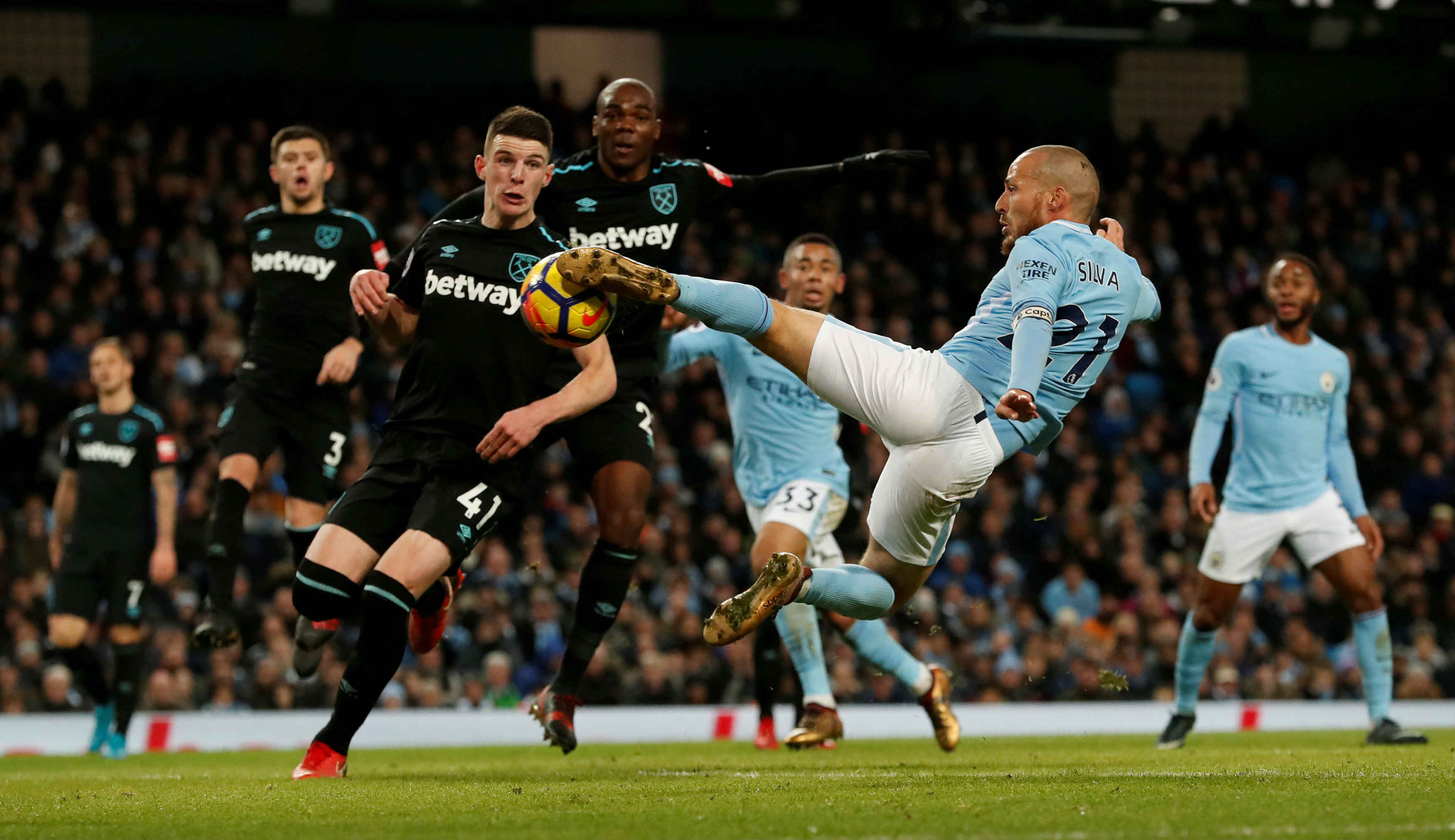 David Silva en el partido del Manchester City