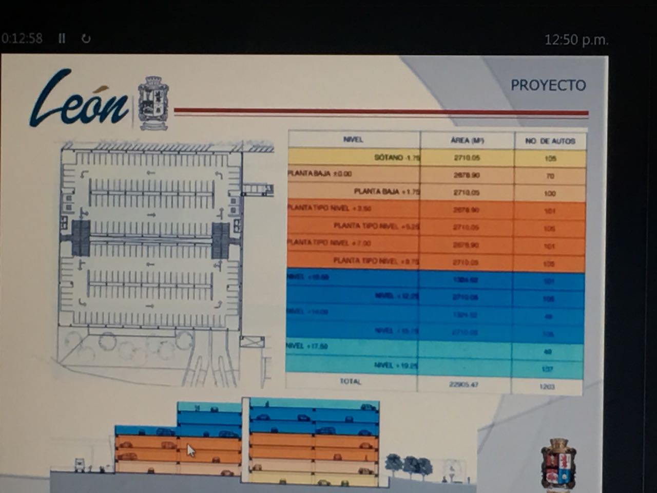 Imagen del proyecto del estacionamiento de siete niveles. 