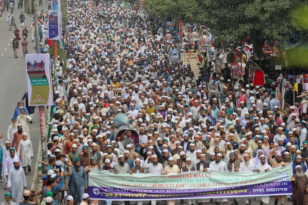 Protestas en Bangladesh contra decisión de EU de reconocer a Jerusalén como capital de Israel. 