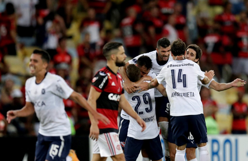 Jugadores de Independiente en festejo 