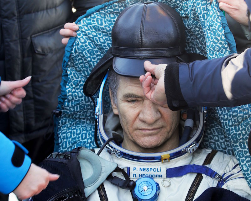 El astronauta italiano Paolo Nespoli, en su regreso a la Tierra.