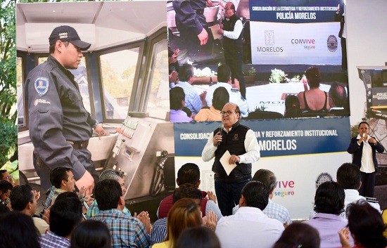 El gobernador de Morelos, Graco Ramírez, durante el evento "Consolidación de la Estrategia y Reforzamiento Institucional de la Policía Morelos".