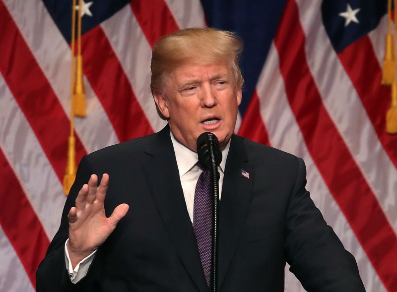 Donald Trump durante su discurso de seguridad nacional.