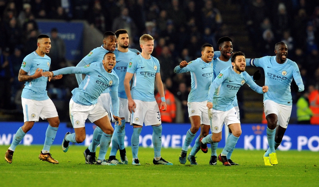 Jugadores de Manchester City en festejo